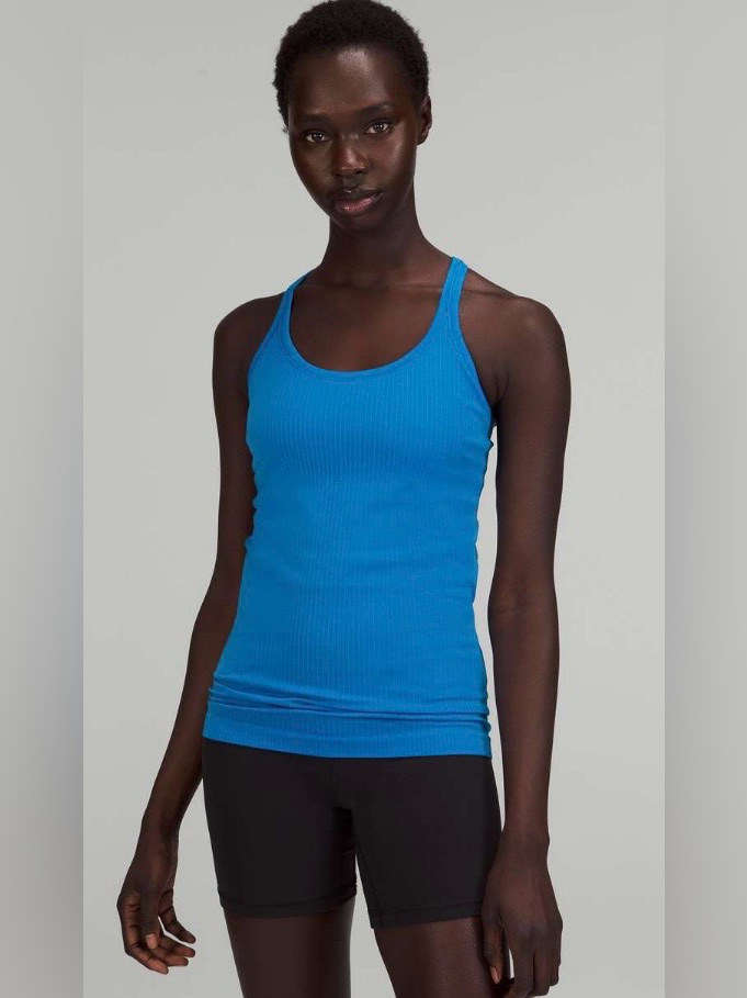 Lululemon Nwt Ebb To Street Tank Top Ribbed Poolside Blue Size 10